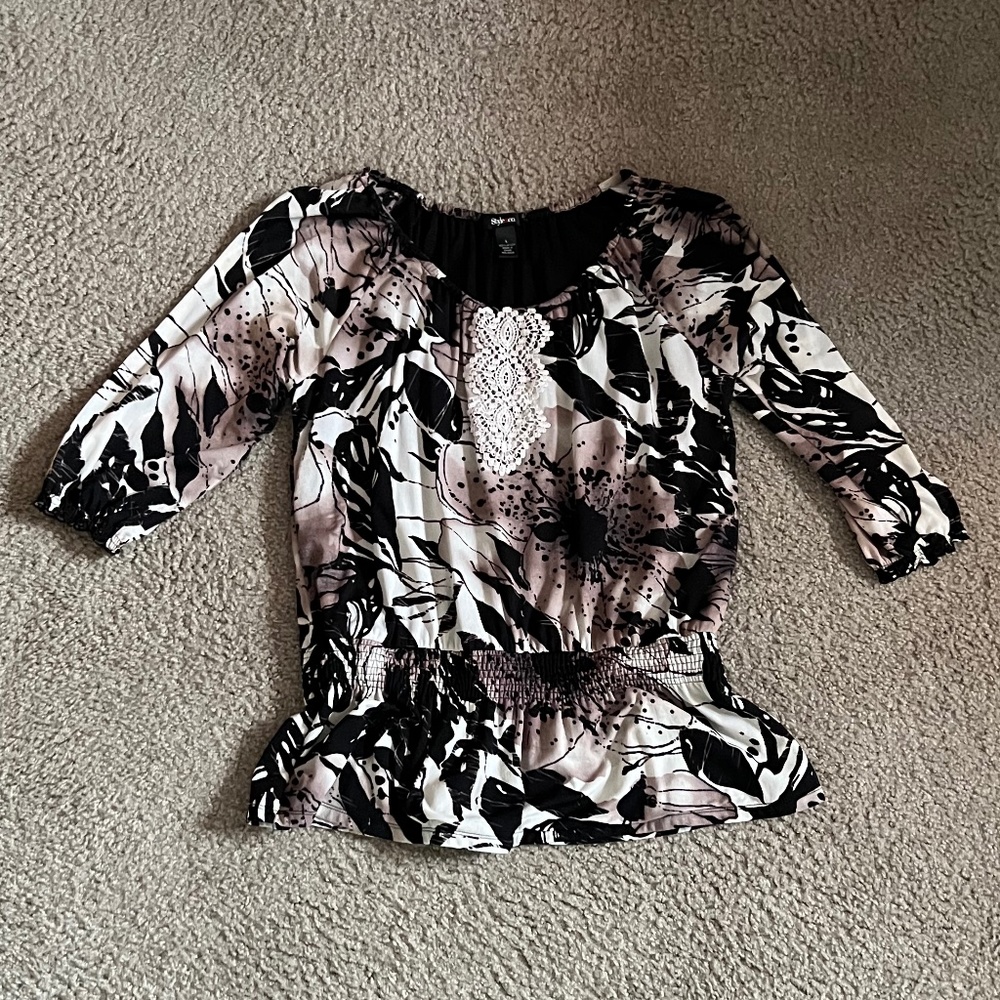 Style & Co Scoop Neck Long Sleeve Blouse